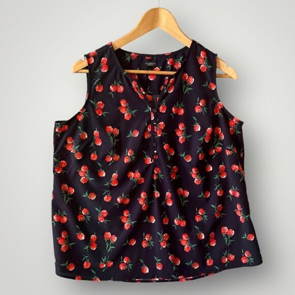 5 for $40 Talbots Top Blouse Shirt Women Size XP Raspberry Print - Picture 1 of 5